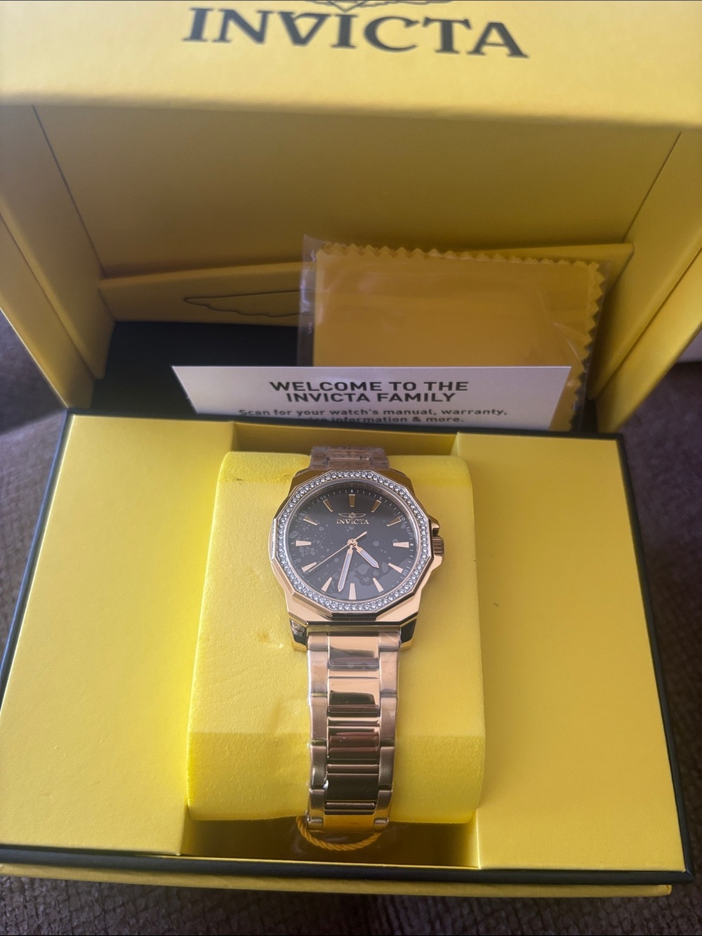 Invicta Gold and Black Women's Bracelet Watch with Crystal Bezel